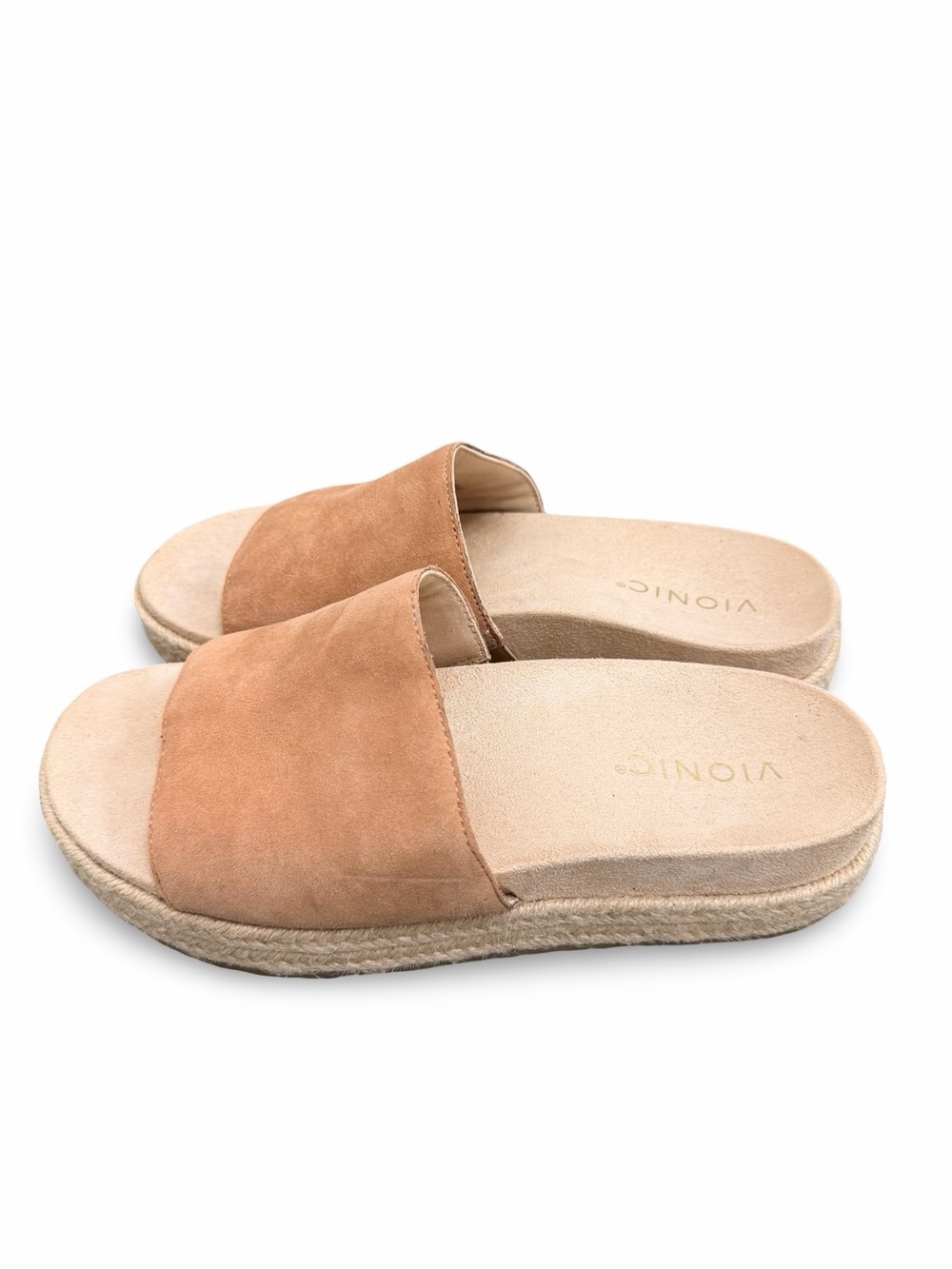 Vionic Yasmina Tan Suede Espadrille Platform Slide Sandals Women's Size 8 - Picture 4 of 6
